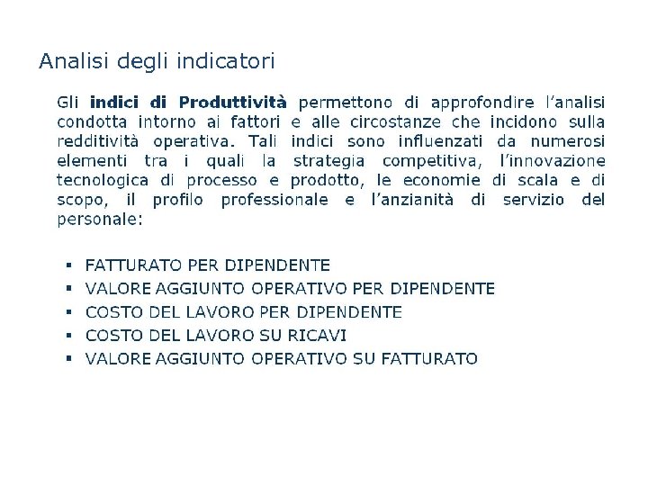 Analisi degli indicatori 