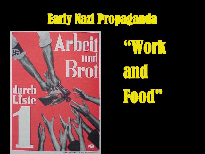 Early Nazi Propaganda “Work and Food