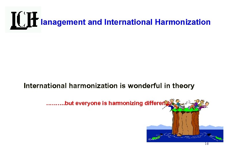 Risk Management and International Harmonization International harmonization is wonderful in theory ………. but everyone