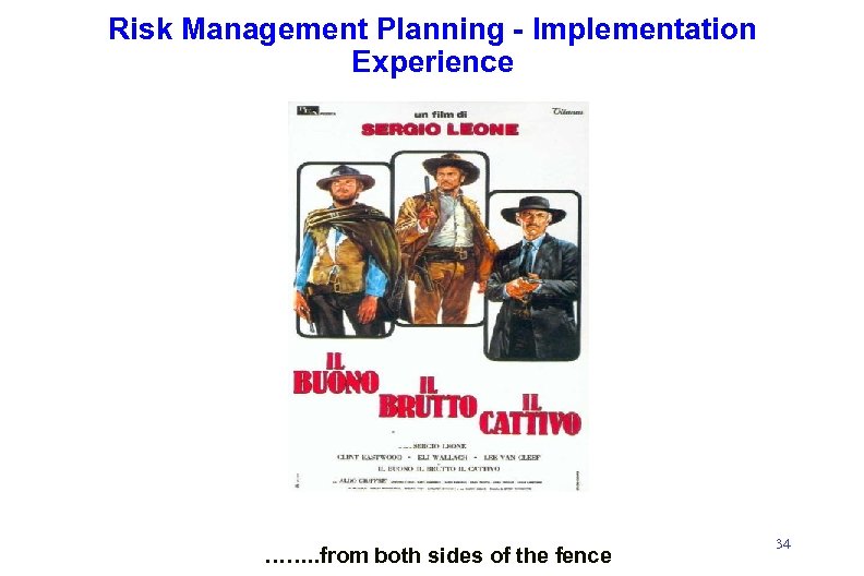 Risk Management Planning - Implementation Experience ……. . from both sides of the fence