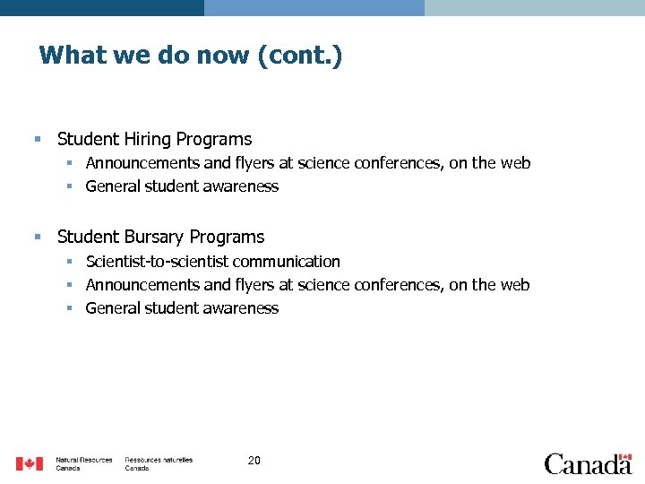 What we do now (cont. ) § Student Hiring Programs § Announcements and flyers