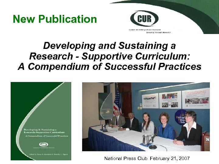 New Publication Developing and Sustaining a Research - Supportive Curriculum: A Compendium of Successful