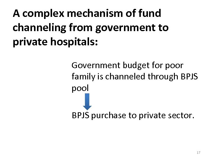 A complex mechanism of fund channeling from government to private hospitals: Government budget for