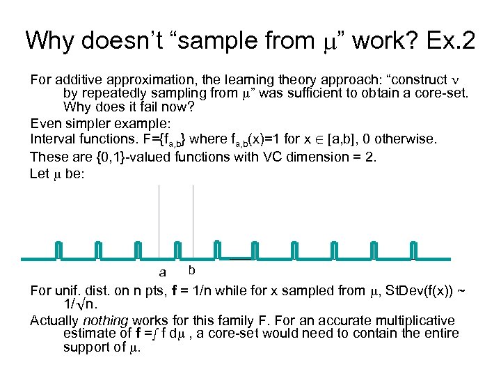 Why doesn’t “sample from ” work? Ex. 2 For additive approximation, the learning theory