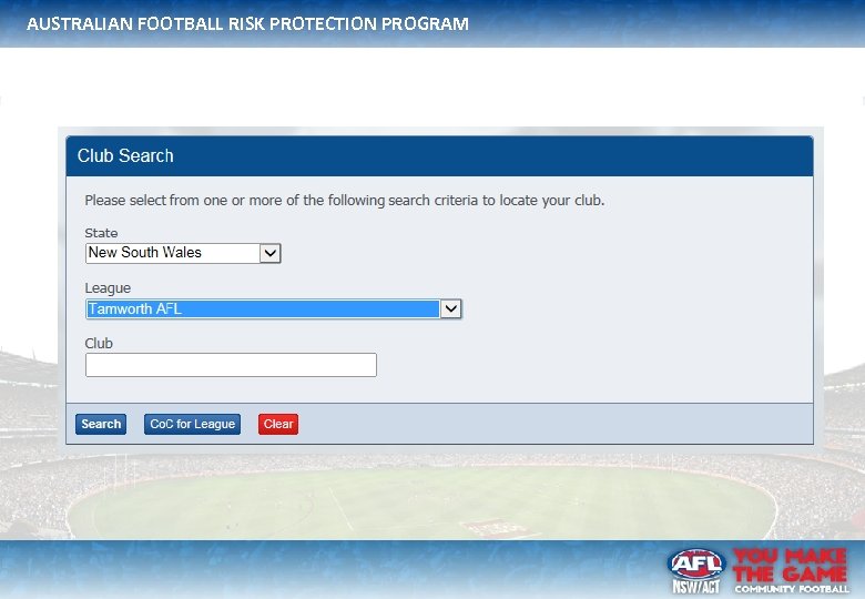 AUSTRALIAN FOOTBALL RISK PROTECTION PROGRAM © Australian Football League 2013. This document is confidential