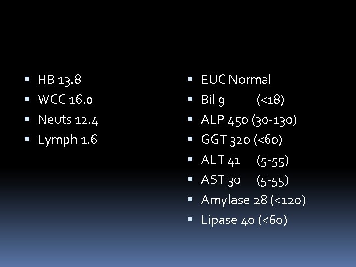  HB 13. 8 WCC 16. 0 Neuts 12. 4 Lymph 1. 6 EUC