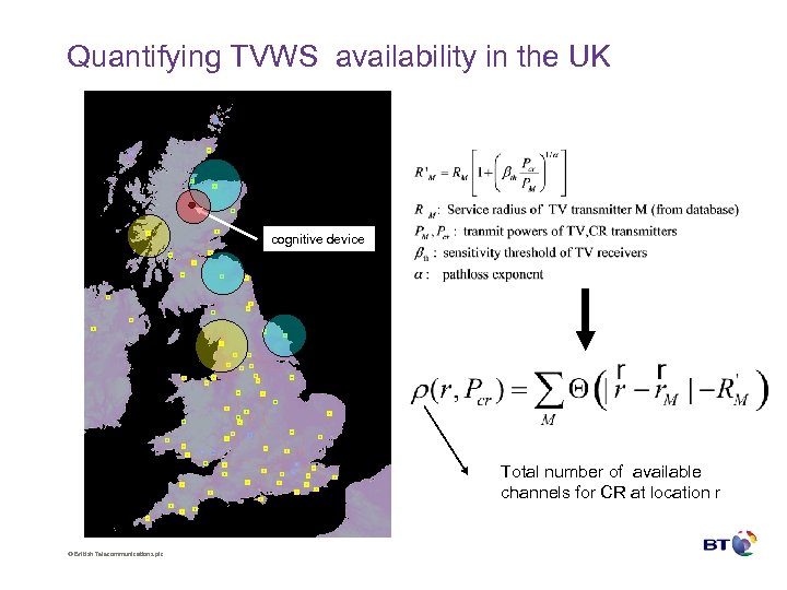 Quantifying TVWS availability in the UK cognitive device Total number of available channels for