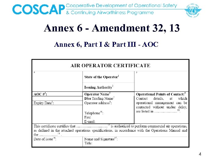 Annex 6 - Amendment 32, 13 Annex 6, Part I & Part III -