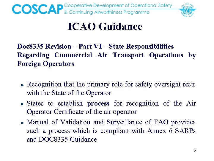 ICAO Guidance Doc 8335 Revision – Part VI – State Responsibilities Regarding Commercial Air