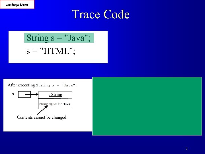 animation Trace Code String s = 