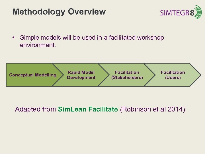 Methodology Overview • Simple models will be used in a facilitated workshop environment. Conceptual