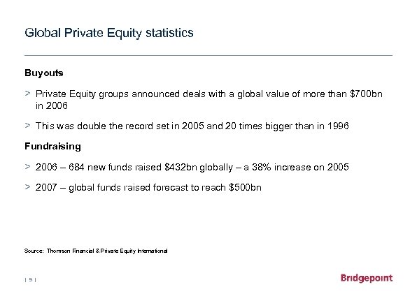 Global Private Equity statistics Buyouts > Private Equity groups announced deals with a global