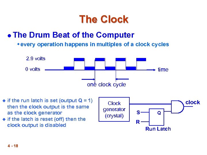 The Clock l The Drum Beat of the Computer w every operation happens in