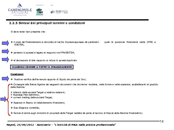 2. 2. 3 Sintesi dei principali termini e condizioni Si deve tener ben presente
