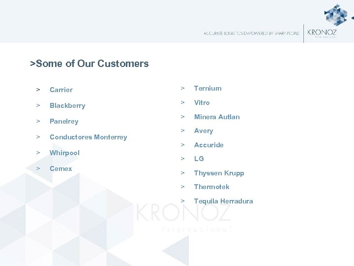 >Some of Our Customers > Carrier > Ternium > Blackberry > Vitro > Panelrey