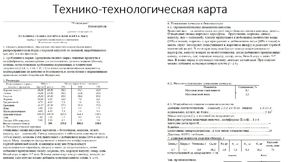 Технико-технологическая карта 