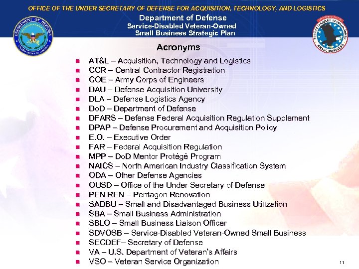 OFFICE OF THE UNDER SECRETARY OF DEFENSE FOR ACQUISITION, TECHNOLOGY, AND LOGISTICS Department of