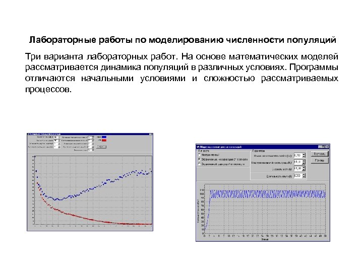 Лабораторные работы по моделированию численности популяций Три варианта лабораторных работ. На основе математических моделей