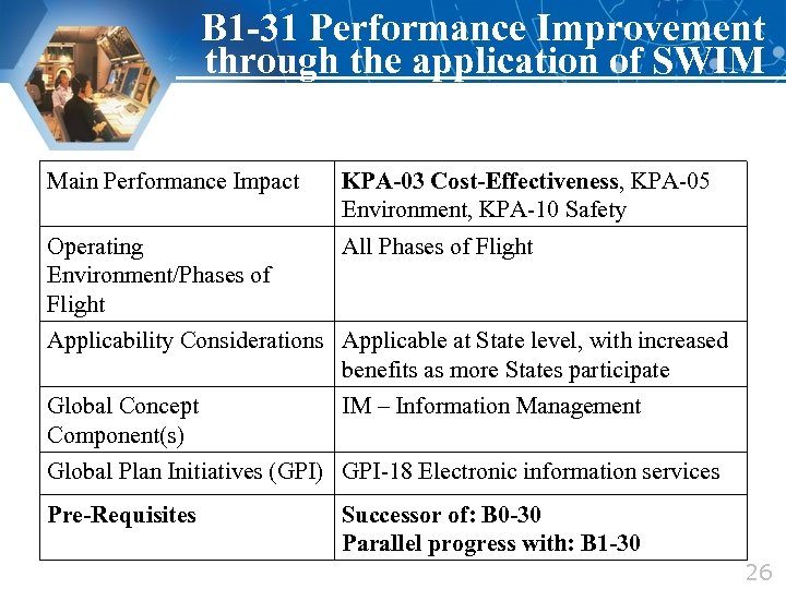 B 1 -31 Performance Improvement through the application of SWIM Main Performance Impact KPA-03