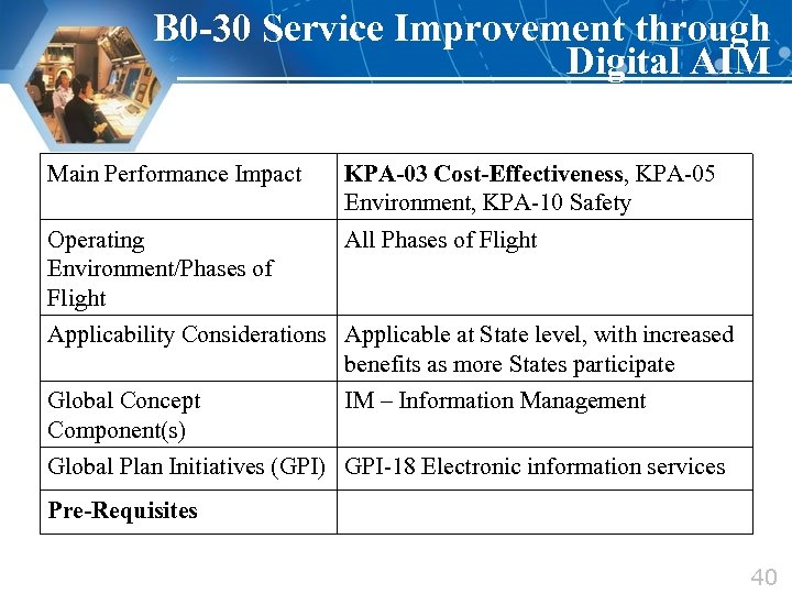 B 0 -30 Service Improvement through Digital AIM Main Performance Impact KPA-03 Cost-Effectiveness, KPA-05