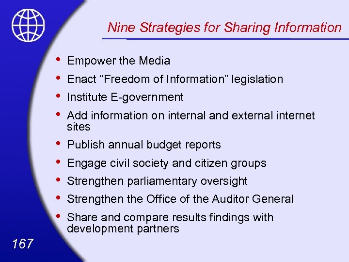 Nine Strategies for Sharing Information • • • 167 Empower the Media Publish annual