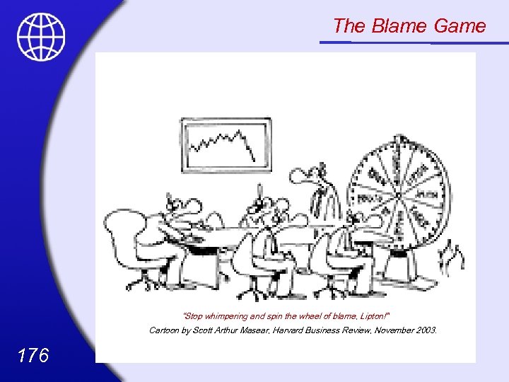 The Blame Game “Stop whimpering and spin the wheel of blame, Lipton!” Cartoon by