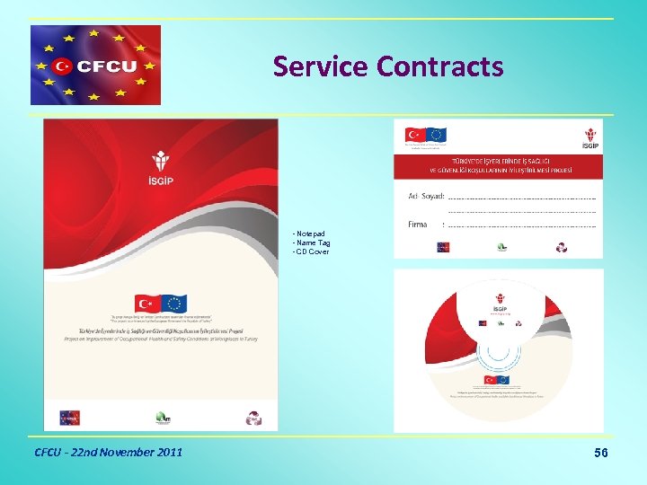 Service Contracts - Notepad - Name Tag - CD Cover CFCU - 22 nd