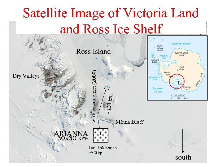 Satellite Image of Victoria Land Ross Ice Shelf Dry Valleys ~120 km wireless internet