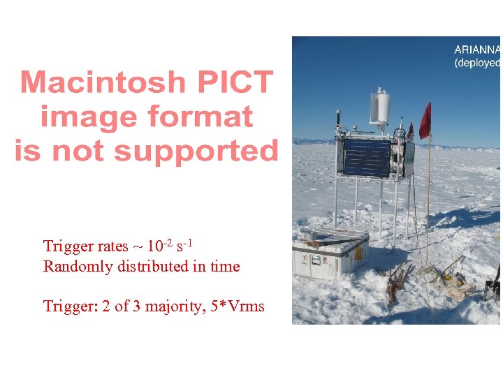 Trigger rates ~ 10 -2 s-1 Randomly distributed in time Trigger: 2 of 3