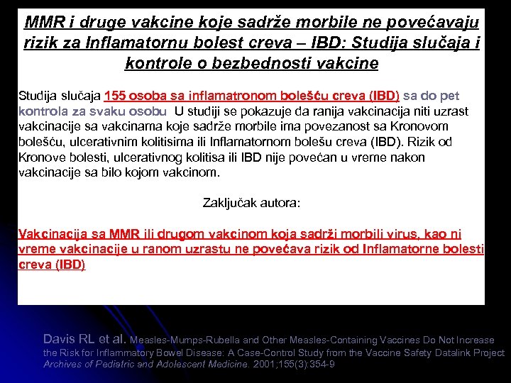 MMR i druge vakcine koje sadrže morbile ne povećavaju rizik za Inflamatornu bolest creva