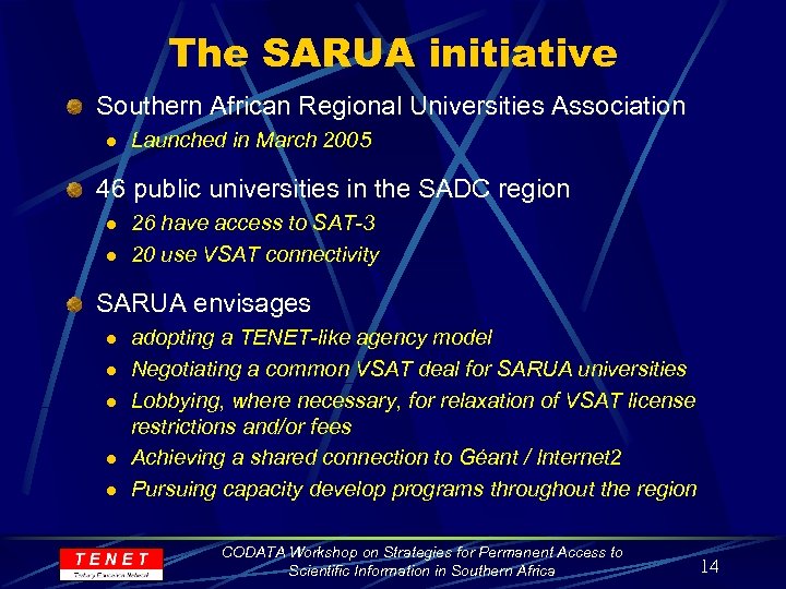 The SARUA initiative Southern African Regional Universities Association l Launched in March 2005 46