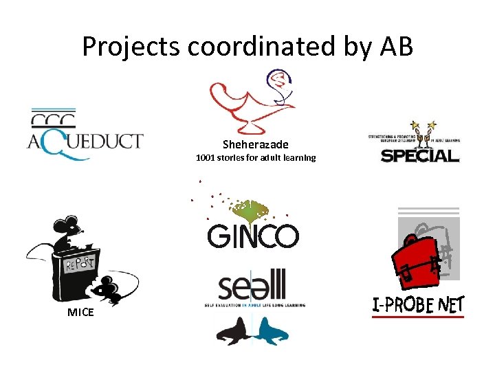Projects coordinated by AB Sheherazade 1001 stories for adult learning MICE 