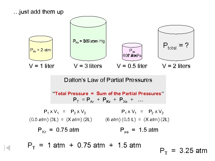 …just add them up PKr = 380 atm Hg 0. 5 mm PAr =