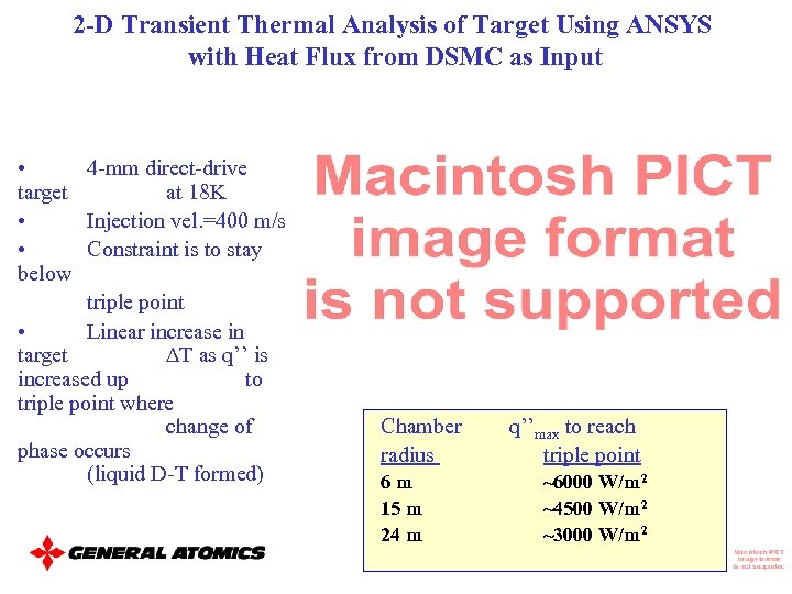 2 -D Transient Thermal Analysis of Target Using ANSYS with Heat Flux from DSMC