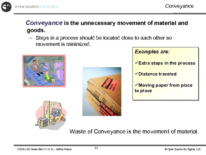 Conveyance is the unnecessary movement of material and goods. – Steps in a process