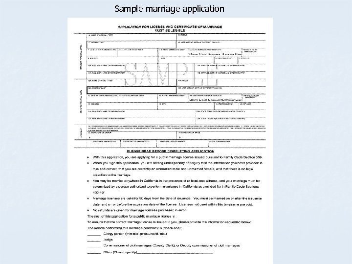 Sample marriage application 