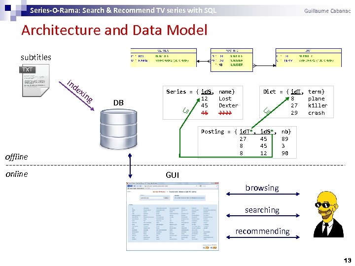 Series-O-Rama: Search & Recommend TV series with SQL Guillaume Cabanac Architecture and Data Model