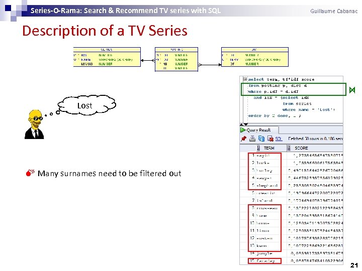 Series-O-Rama: Search & Recommend TV series with SQL Guillaume Cabanac Description of a TV