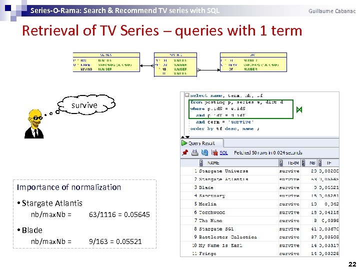 Series-O-Rama: Search & Recommend TV series with SQL Guillaume Cabanac Retrieval of TV Series