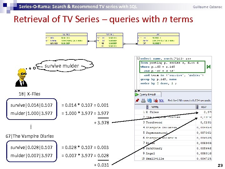 Series-O-Rama: Search & Recommend TV series with SQL Guillaume Cabanac Retrieval of TV Series