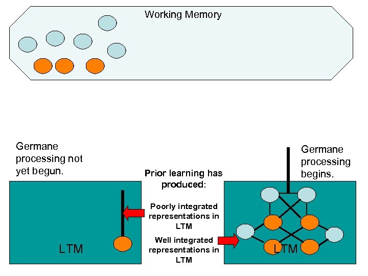 Working Memory Germane processing not yet begun. Germane processing begins. Prior learning has produced: