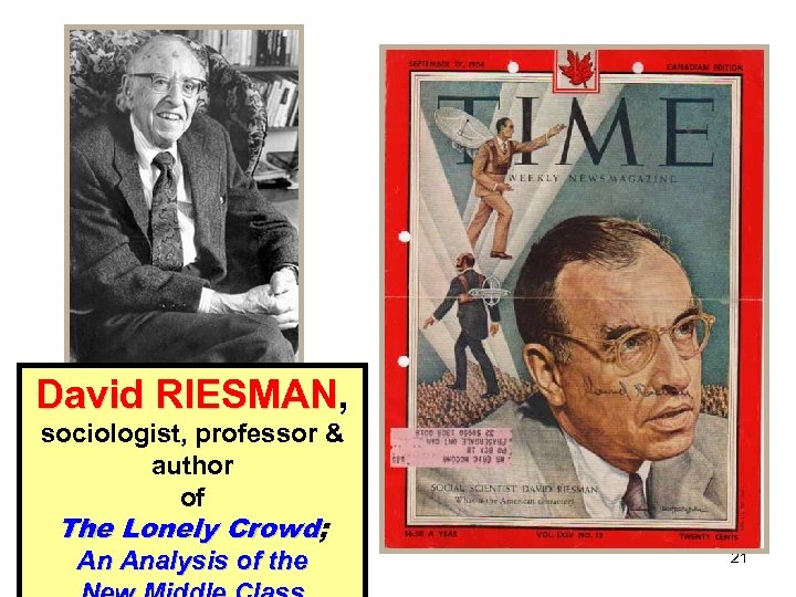 David RIESMAN, RIESMAN sociologist, professor & author of The Lonely Crowd; Crowd An Analysis