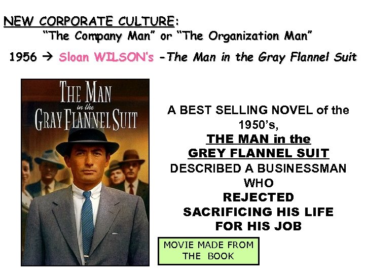 NEW CORPORATE CULTURE: “The Company Man” or “The Organization Man” 1956 Sloan WILSON’s -The