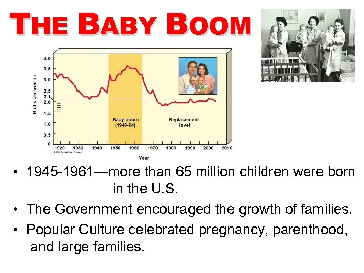 THE BABY BOOM • 1945 -1961—more than 65 million children were born in the