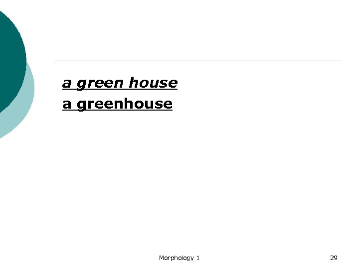  a green house a greenhouse Morphology 1 29 