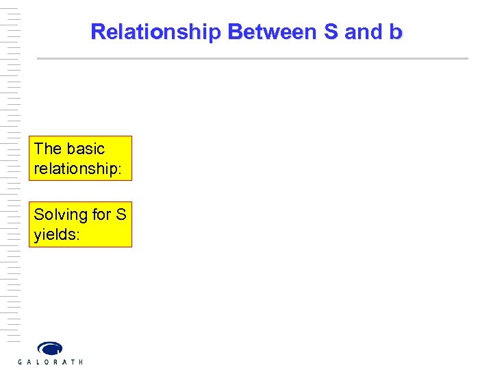 Relationship Between S and b The basic relationship: Solving for S yields: 