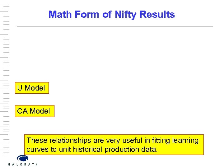 Math Form of Nifty Results U Model CA Model These relationships are very useful