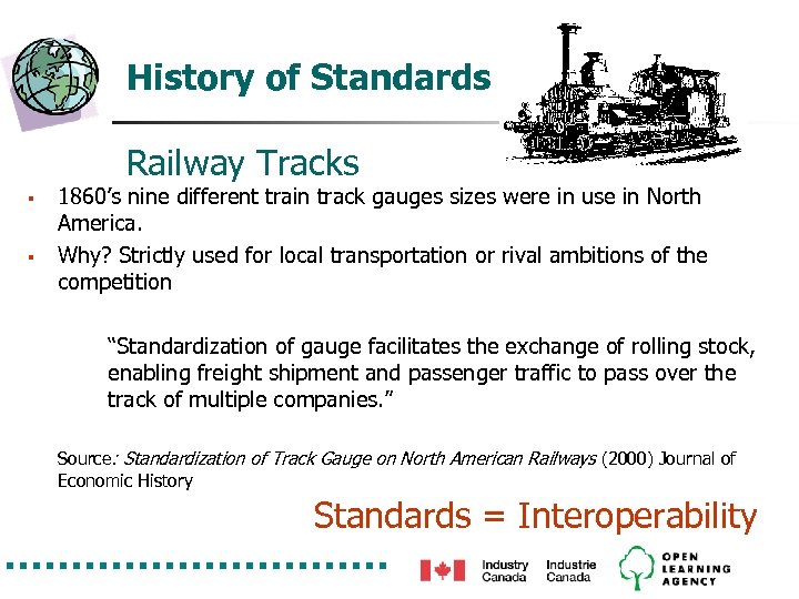 History of Standards Railway Tracks § § 1860’s nine different train track gauges sizes