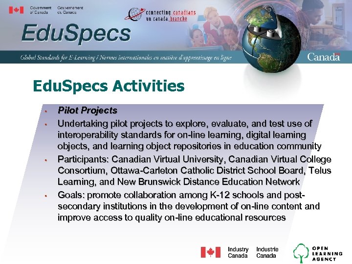 Edu. Specs Activities § § Pilot Projects Undertaking pilot projects to explore, evaluate, and