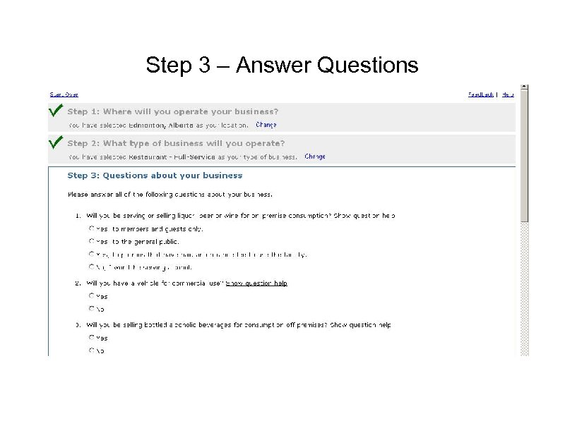 Step 3 – Answer Questions 